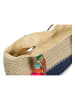 styleBREAKER Papierstroh Strandtasche in Beige-Dunkelblau
