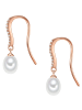 Valero Pearls Perlen-Ohrhänger Sterling Silber Zirkonia Süßwasser-Zuchtperle in roségold
