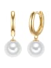 Rafaela Donata Creolen aus Sterling Silber mit Muschelkernperle in gelbgold
