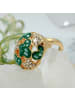 Gallay Ring 17mm mit weißen Glassteinen grün-emaillierten Flächen vergoldet Ringgröße 56 in gold