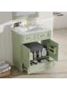 ABRIHOME Waschbeckenunterschrank in Grün mit Keramikbecken Soft Close Schublade 81x45,5x86,5 cm