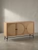 KADIMA DESIGN Sideboard 140x80x39 cm Kommode Eiche-Dekor mit Rattan Geflecht