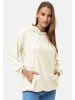 enflame Langer Kapuzen Pullover Oversized Hoodie Kleid Velours Sweatshirt in Creme