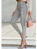 LASCANA Highwaist Leggings in grau braun kariert