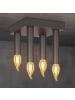 ZMH Deckenleuchte 4-flammige E14 in grau eckig L 15cm Vintage Flurlampe