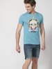 KOROSHI Kurzarm T-Shirt in blau