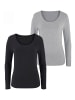 Vivance Langarmshirt in grau-meliert, schwarz