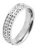 Adeliás Damen Ring aus Edelstahl mit Strass Steinchen in silber