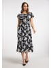 faina Midikleid Mit Allover-Print in Schwarz Weiss