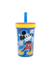Disney Mickey Mouse kippsicherer, rutschfester Plastikbecher mit Strohhalm