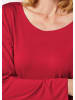 GOLDNER Kurzgröße:  Langarmshirt mit tonaler Zierkante in rot
