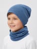 TupTam Kinder Beanie Mütze Schlauchschal Set in blau/grau