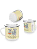 Mr. & Mrs. Panda Camping Emaille Tasse Koala Familie mit Spruch in Gelb Pastell