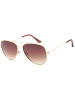 styleBREAKER Piloten Sonnenbrille in Gold / Braun Verlauf