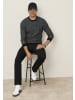 Man's World Rundhalspullover in schwarz melange