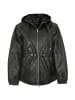 JILANI Lederjacke Lammnappa Kapuze Oversize in Schwarz