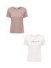 JACQUELINE de YONG T-Shirt 2er Set Kurzarmshirt aus Baumwolle in Weiß-Rot