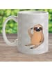 Mr. & Mrs. Panda Becher Faultier Vogel ohne Spruch in Grau Pastell