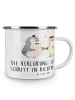 Mr. & Mrs. Panda Camping Emaille Tasse Verlobung Schritt mit Spruch in Weiß