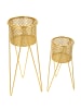 Mauro Ferretti Set mit 2 goldenen Metall-Pflanztöpfen 21x20x46-18x18x32 cm