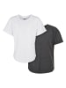 Urban Classics Long Tees in charcoal+white