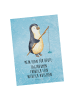 Mr. & Mrs. Panda Postkarte Pinguin Angler mit Spruch in Eisblau