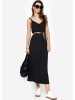 SASSYCLASSY Musselin Maxi Kleid mit Fransenborte in Schwarz