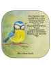 Mr. & Mrs. Panda Glasuntersetzer Vogel Blaumeise Design mit Spruch in Weiß