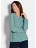 GOLDNER Kurzgröße:  Jerseybluse Elegante Rundhals-Bluse mit Zierblende in graugrün