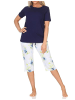 NORMANN Schlafanzug kurzarm Pyjama floraler Print Jersey - 85007 in marine