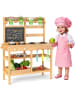 COSTWAY Kinderküche Outdoor mit Tafel ab 3 Jahren in Hellbraun