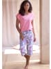 VIVANCE DREAMS Caprihose in graublau-pink-geblümt