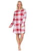 NORMANN Nachthemd langarm karierte Optik Jersey - 87524 in rot