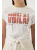 Garcia T-Shirt mit Knotenbund bedruckt kurzarm in off white
