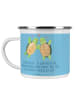 Mr. & Mrs. Panda Camping Emaille Tasse 50. Hochzeitstag mit Spruch in Sky Blue