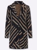 Sieh an! Long-Strickjacke in schwarz-beige-gemustert