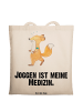 Mr. & Mrs. Panda Stofftasche Fuchs Joggen mit Spruch in Creme