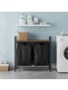 relaxdays Wäschesammler in Braun/ Schwarz - (B)73 x (H)72 x (T)33 cm