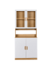 Beliani Vitrine CYGNET in Weiß/Braun - (W) 80 x (H) 182 x (L) 34 cm