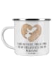 Mr. & Mrs. Panda Camping Emaille Tasse 11. Hochzeitstag Stahlhoc... in Weiß