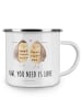 Mr. & Mrs. Panda Emaille Tasse Eulen Liebe mit Spruch in Weiß