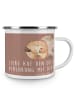 Mr. & Mrs. Panda Camping Emaille Tasse Verlobung Glaube mit Spruch in Braun Pastell