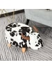HOMCOM Polsterhocker-62L x 35B x 36H cm-Schwarz+Weiß+Natur