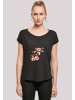 F4NT4STIC Long Cut T-Shirt Rosa Blumenzweig 3D in schwarz
