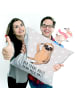 Mr. & Mrs. Panda Kissen Faultier Vogel mit Spruch in Grau Pastell