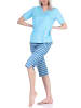 NORMANN Capri Pyjama Capri Shorts Schlafanzug EthnoStyle - 79890 in blau