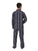 NORMANN Lange Flanell Schlafanzug Pyjama kariert - 88130 in marine/rot