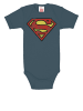 Logoshirt Baby-Body DC - SUPERMAN - Logo in blau-grau