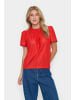 SAINT TROPEZ Kurzarm-Bluse JovitaSZ Gerade Passform in Flame Scarlet