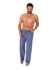 NORMANN Flanell Schlafanzug Hose kariert Baumwolle - 70221 in blau